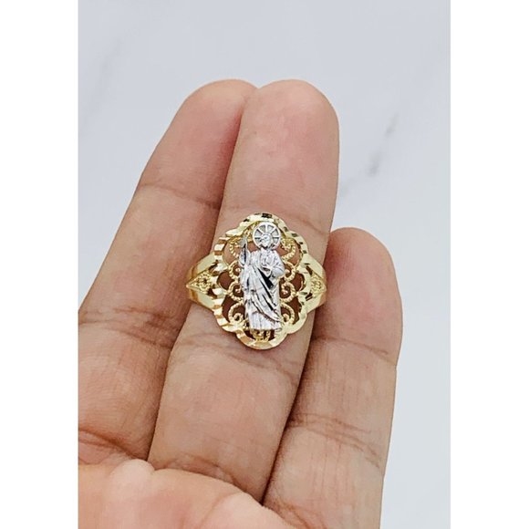 14k solid gold ring St Jude - San Judas  ❤️ yellow and rose gold ❤️ Size 7.5